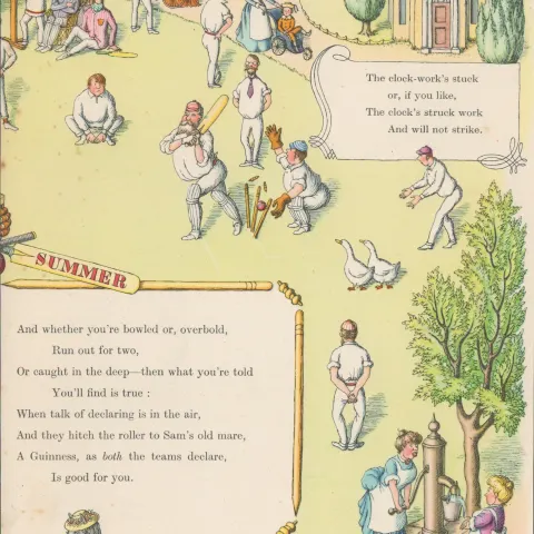 Double Sided Guinness Print 1952 "Cricket & TennisA Genuine Double Sided Lithographed Colour
