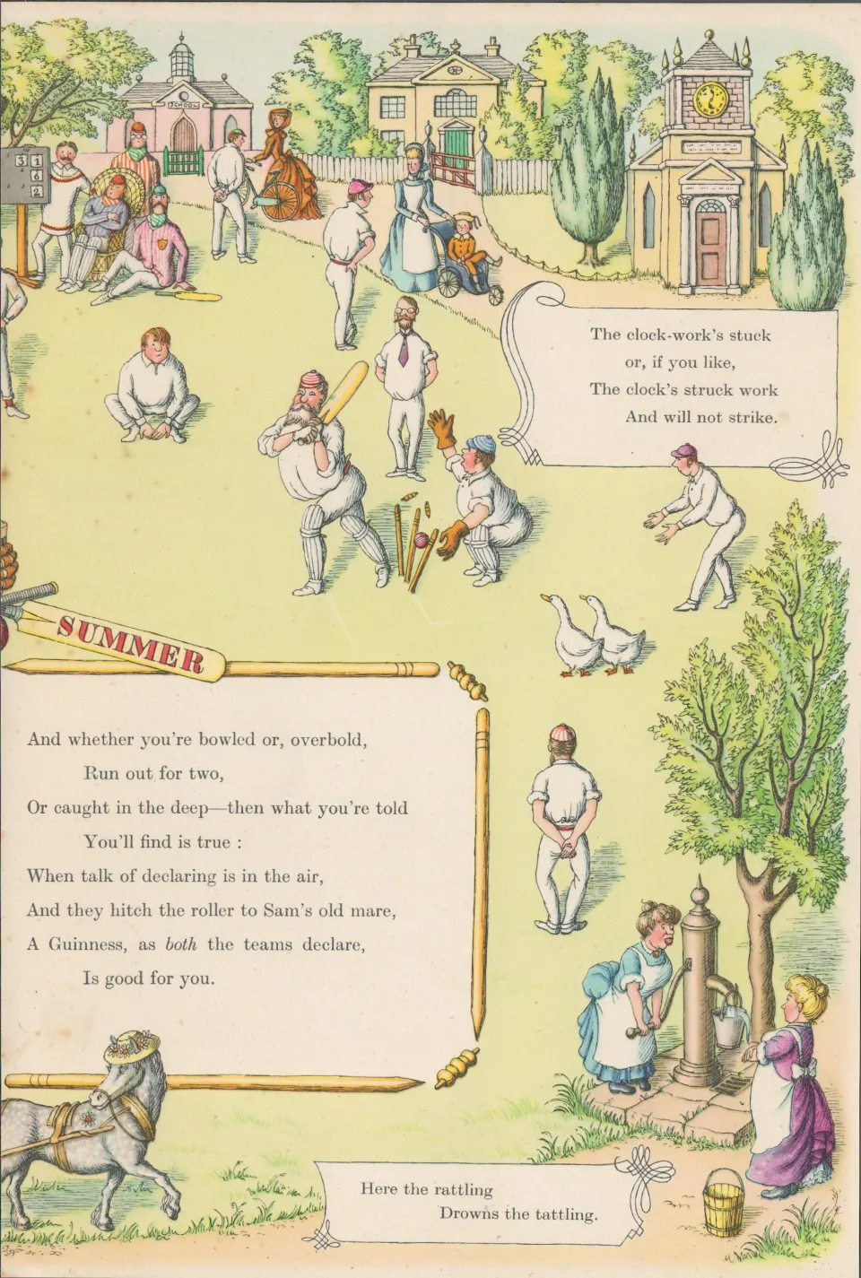 Double Sided Guinness Print 1952 "Cricket & TennisA Genuine Double Sided Lithographed Colour