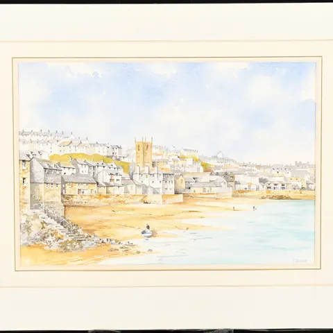 Original John Chisnall Watercolour "Beach Steps St. Ives"