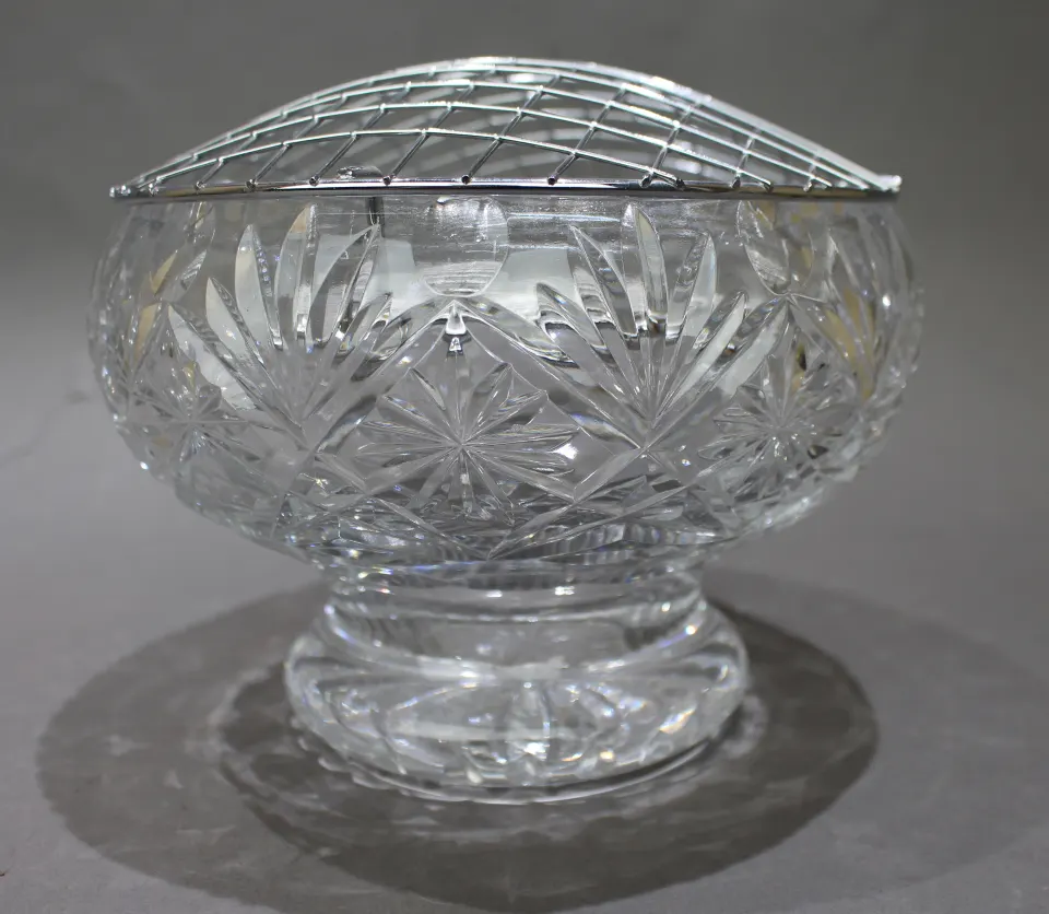 Vintage Cut Glass Crystal Rose Bowl