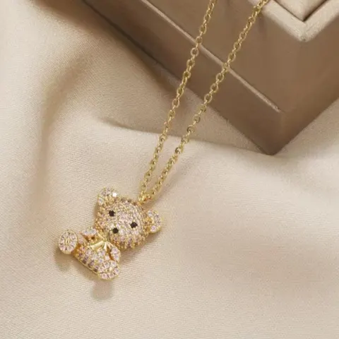 NEW! Cute Teddy Bear Pendant with Chain.