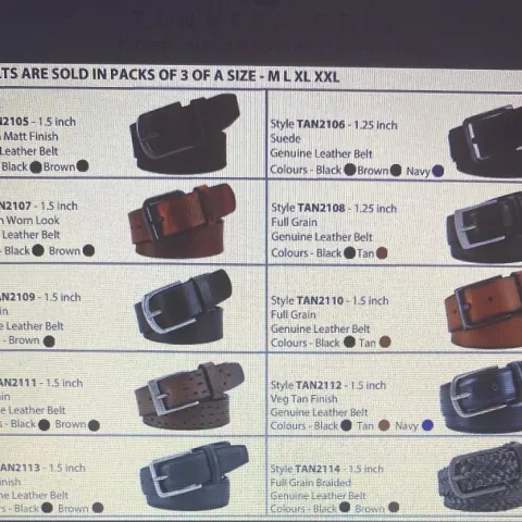 'Tanners' Men's Genuine Leather Belts -  Various Sizes - Various Colours - Various Styles