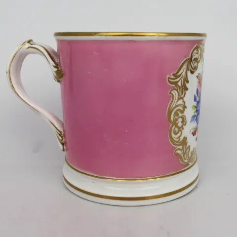 Mid 19th c. Floral Rose Pompadour Tankard