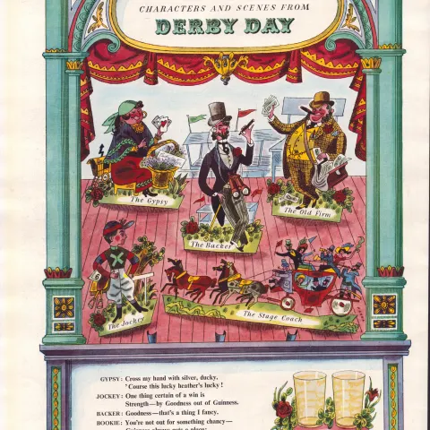 Original 73-Year-Old 1951 Guinness Print Derby Day– GE 1652  #-18.