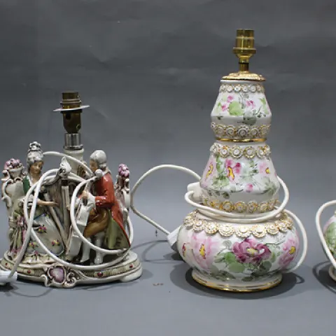 Set of 4 Italian & Turkish Porcelain Table Lamps