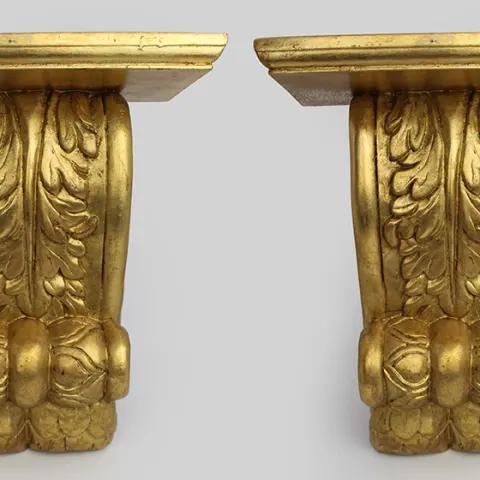 Pair of Vintage Carved Giltwood Wall Brackets Corbels