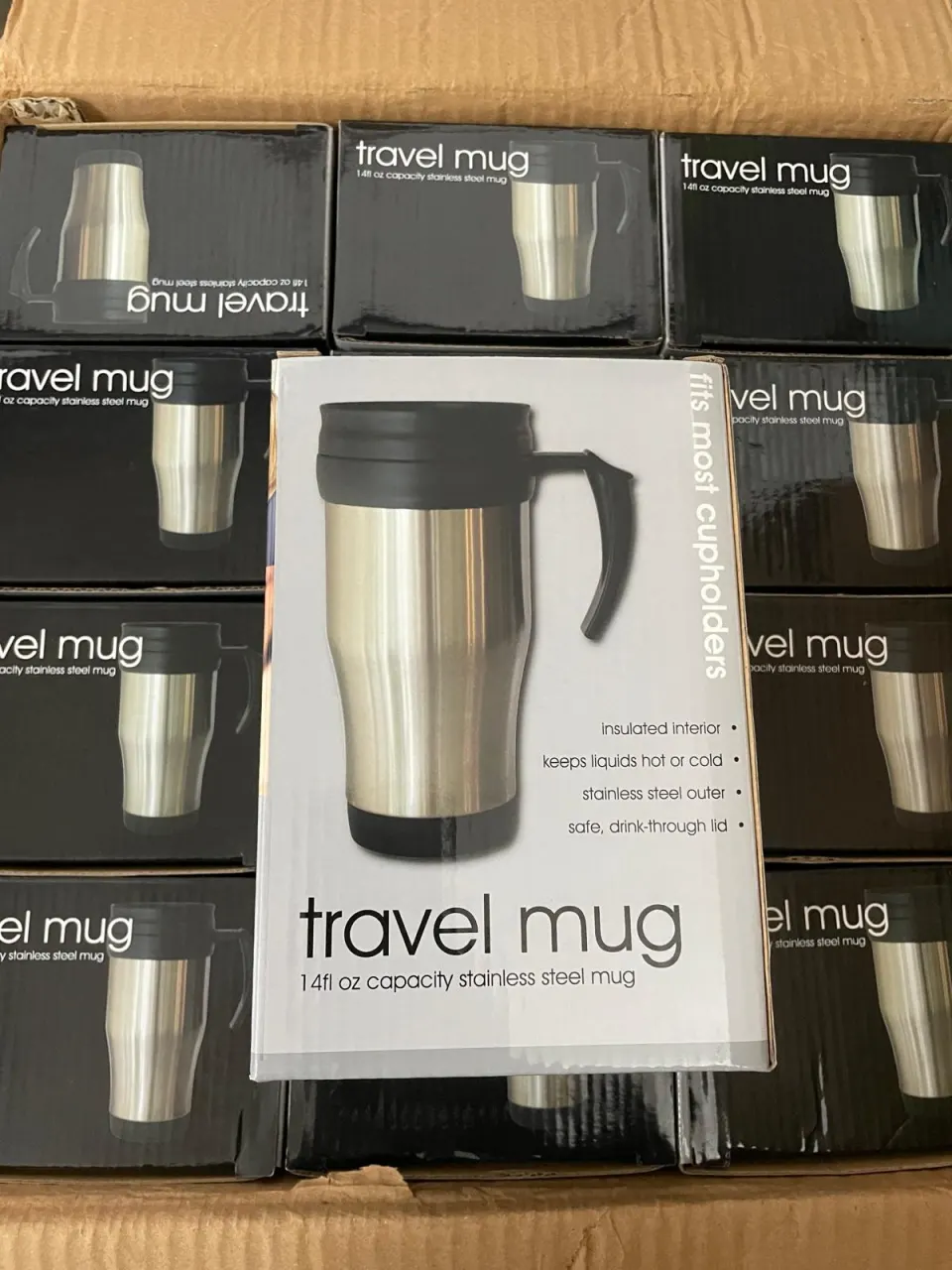 Box of 24 New Stainless Steel Travel Mugs