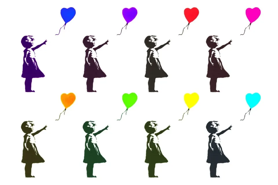 BANKSY, GIRL WITH BALLOON- MIX COLORS. D1