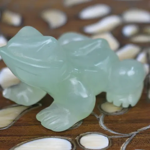 Small Carved Green Stone Frog Ornament