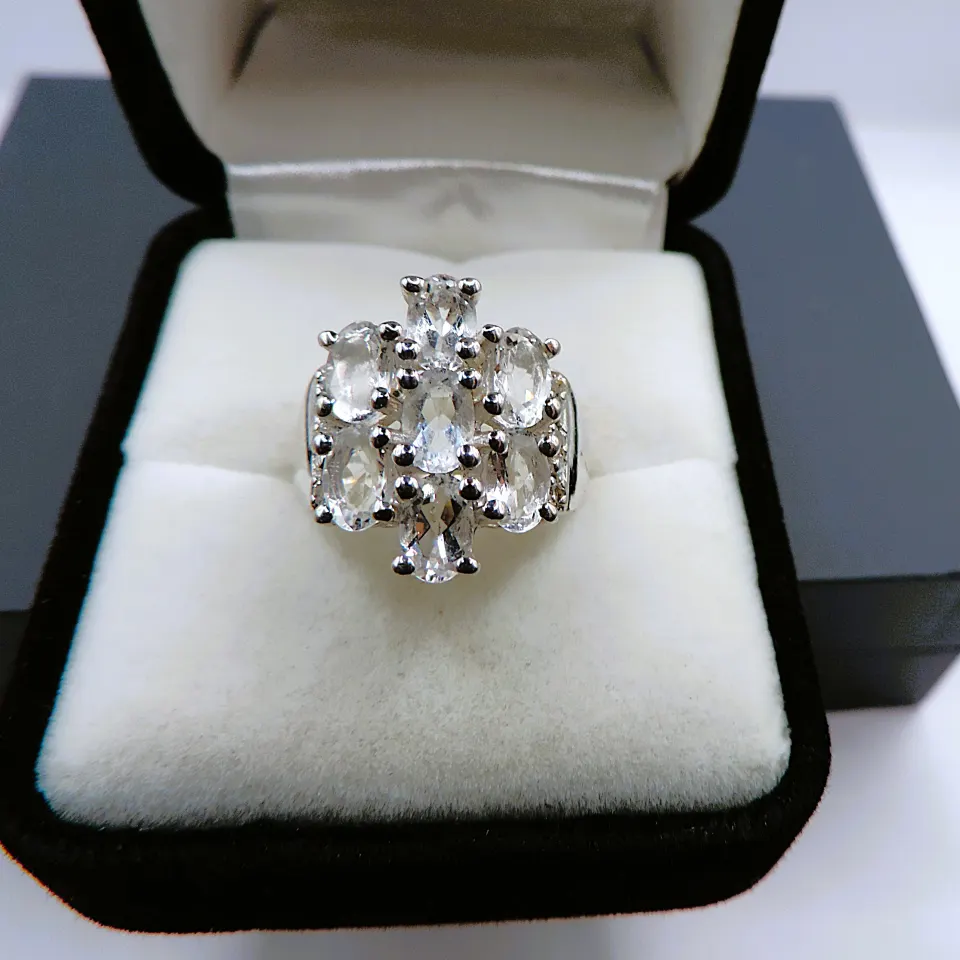 Sterling Silver 4 Carat White Sapphire Ring New With Gift Pouch