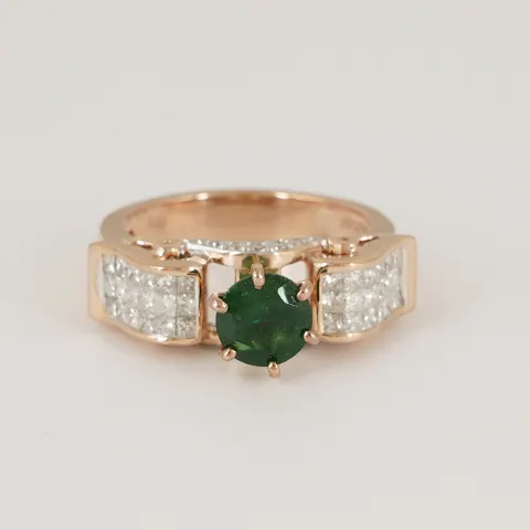14 K / 585 Rose Gold Tsavorite Garnet & Diamond Ring