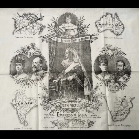 Handkerchief Commemorating Queen Victoria's Record-Breaking Reign