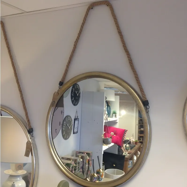 Gold 40cm Rope Hanging Mirror x 4
