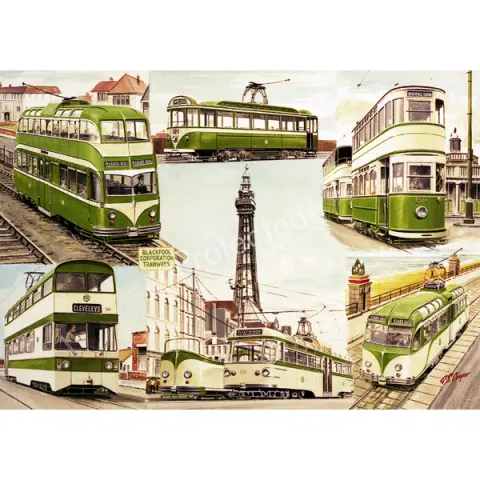 Blackpool Trams Though The Years Vintage Transport Of The Past Metal Wall Art
