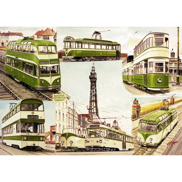 Blackpool Trams Though The Years Vintage Transport Of The Past Metal Wall Art