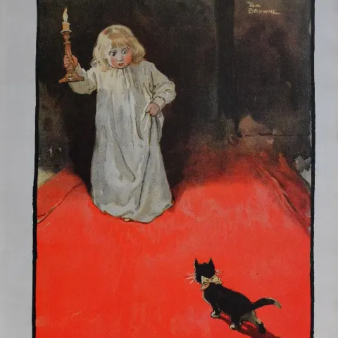 Victorian Christmas Night Alarm 1901 Antique Print.