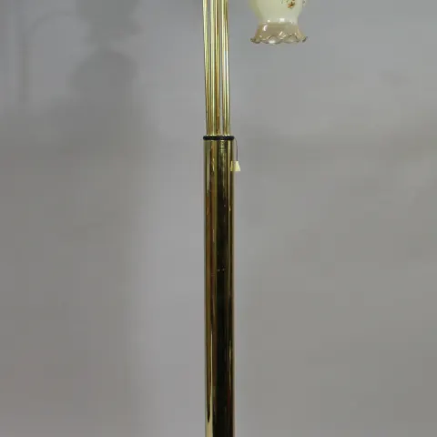 Brass Standard Lamp With Vintage Glass Shades