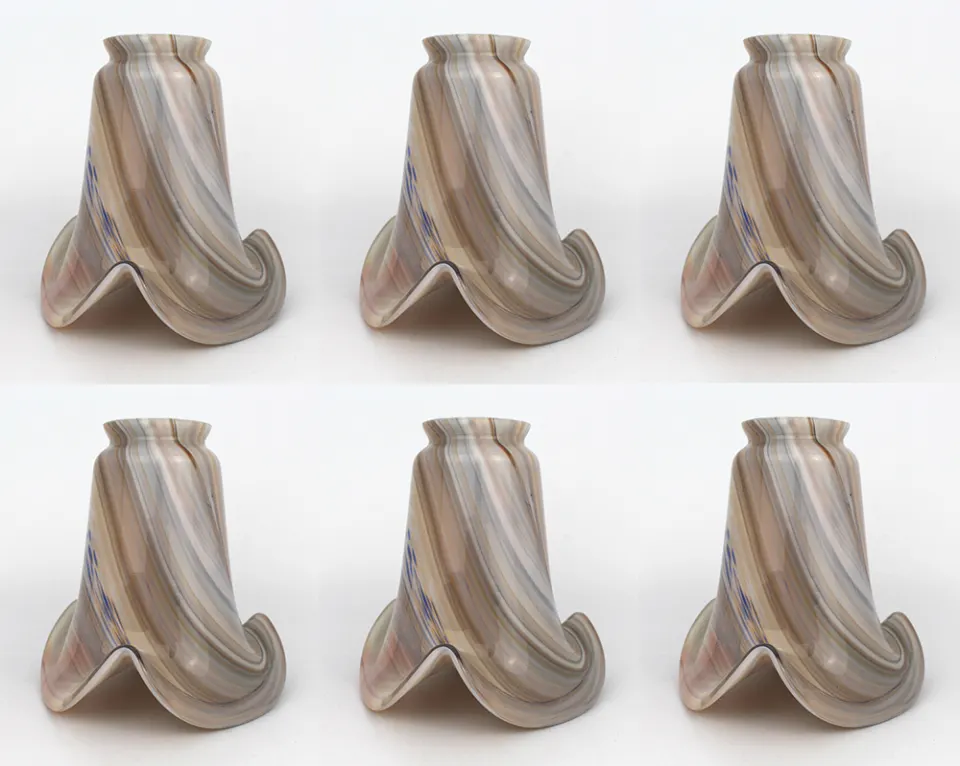 Set of 6 Agate Style Glass Shades