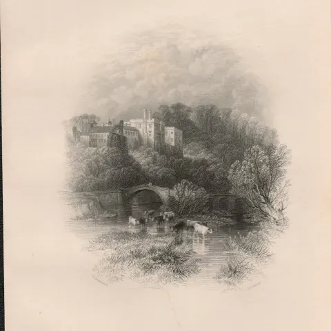 Lismore Castle Waterford 1837-38 Victorian Antique Engraving.