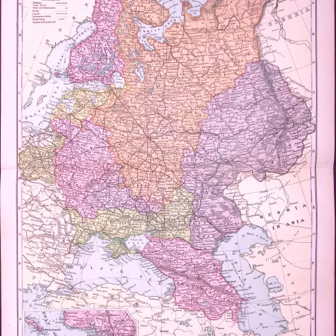 Russia 120-Year-Old Large Antique Map by G.W. Bacon-25