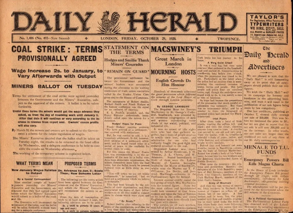 Irish War of Independence Lord Mayor of Cork Ireland Mourning In 1920-P.