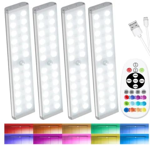 LED Under Cabinet Kitchen Lights, Wireless, RGB Motion Sensor Lights, Indoor, Rechargeable