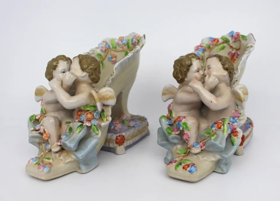 Pair of Meissen Cherub Shoes