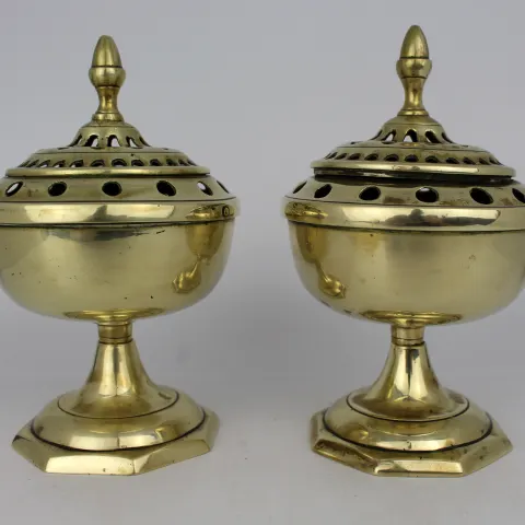Pair of Antique Brass Incense Burners