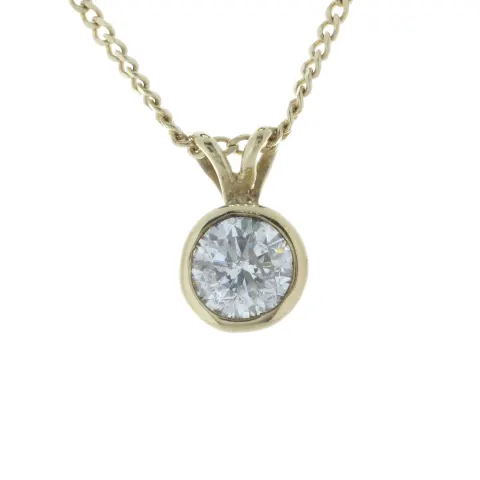 18ct Yellow Gold Rub Over Set Diamond Pendant 0.60 Carats