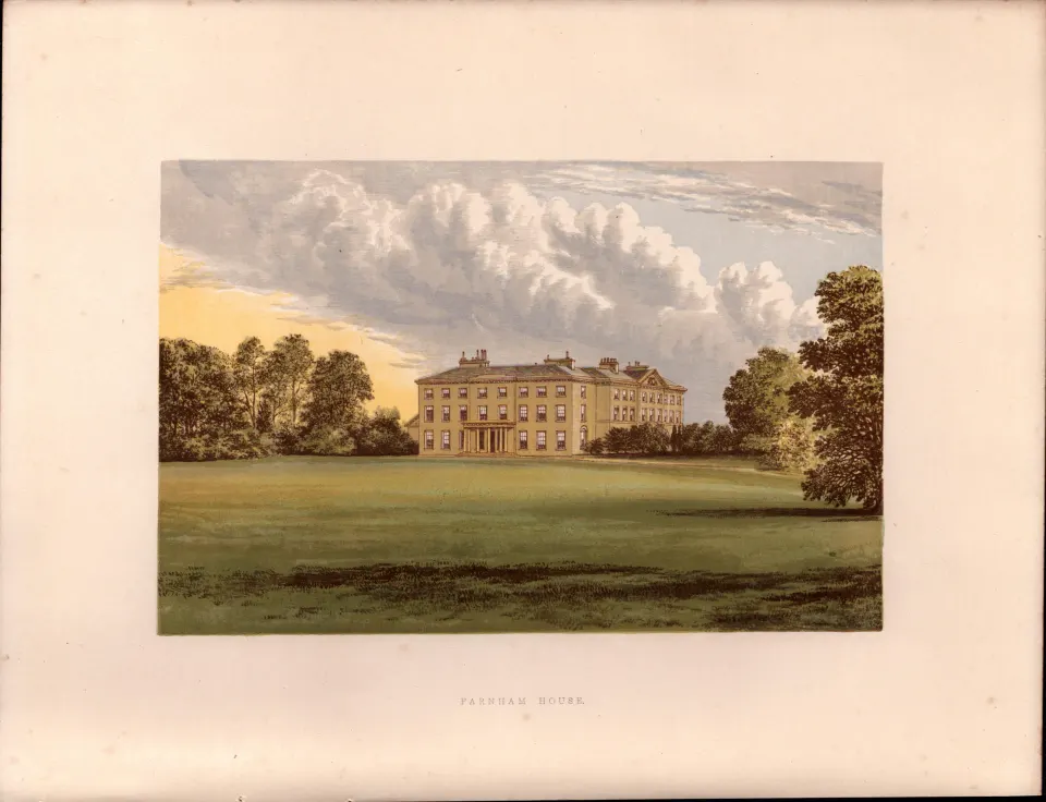 Farnham House Cavan Ireland  Gilt-Edge Coloured Antique Book Plate.