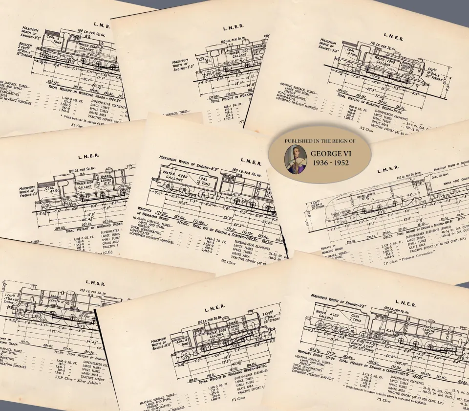 Job Lot L.N.E.R. Railway Locomotive Detailed Diagram 85-Year-Old-3.