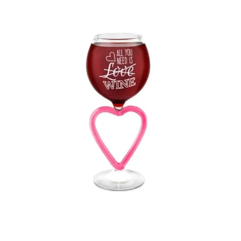 BIG MOUTH - I Heart Wine Glass Novelty Gift Love