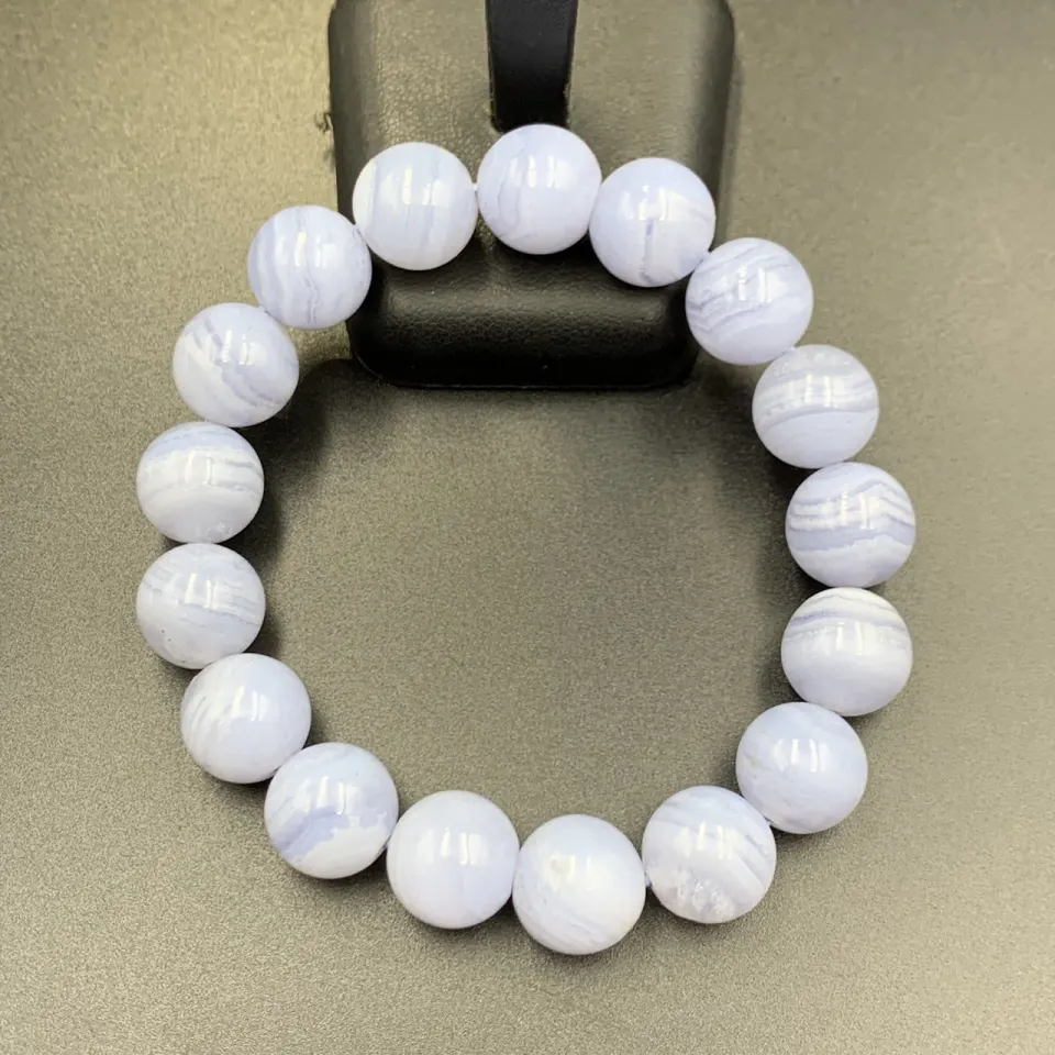 BLA-10, Top Quality Natural Blue Lace Agate Beads Bracelet