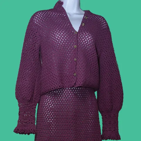 Vintage 1960's 2 Piece Crochet Suit