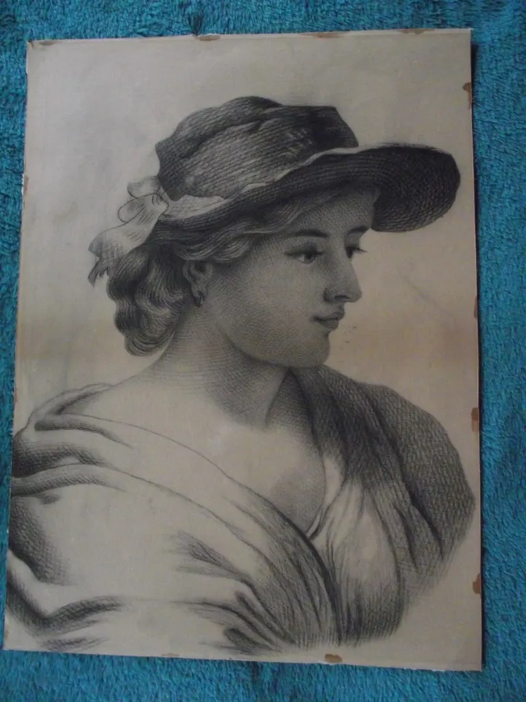 Original Pencil Drawing of a Young Woman - Circa 1890's/1910 - unsigned.