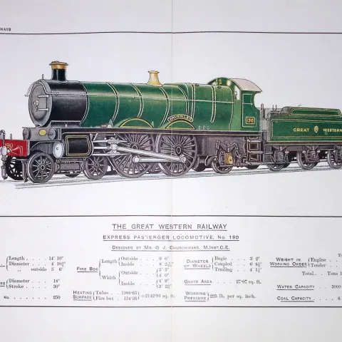 The Great Western Railway Coloured Detailed Antique Book Plate.