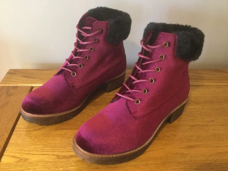 Dolcis “Joan” Ankle Boots, Size 4, Wine Velvet - New RRP £49.99