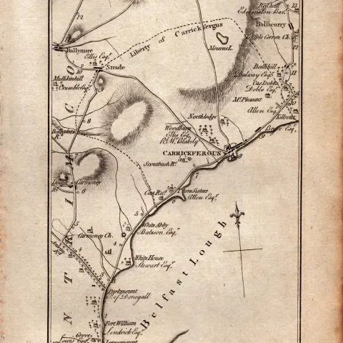Taylor & Skinner 1777 Ireland Map Belfast Carrickfergus Larne Antrim Etc.