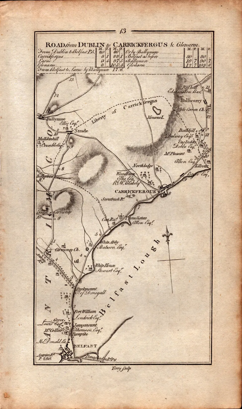 Taylor & Skinner 1777 Ireland Map Belfast Carrickfergus Larne Antrim Etc.