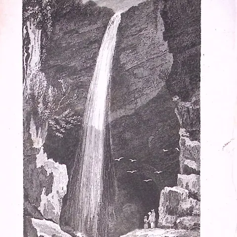 Hardrow Waterfall Yorkshire 198 Years-Old Thomas Allen Antique Steel Engraving-9