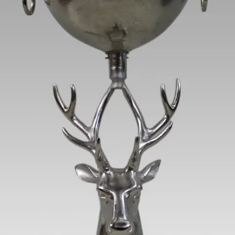 Large Sculptural Silvered Metal Stag Centrepiece Bowl