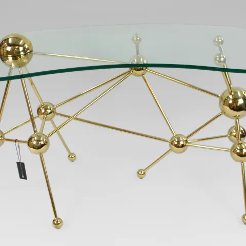 Eichholtz Kidney Shaped Glass Topped Atomic Design Table
