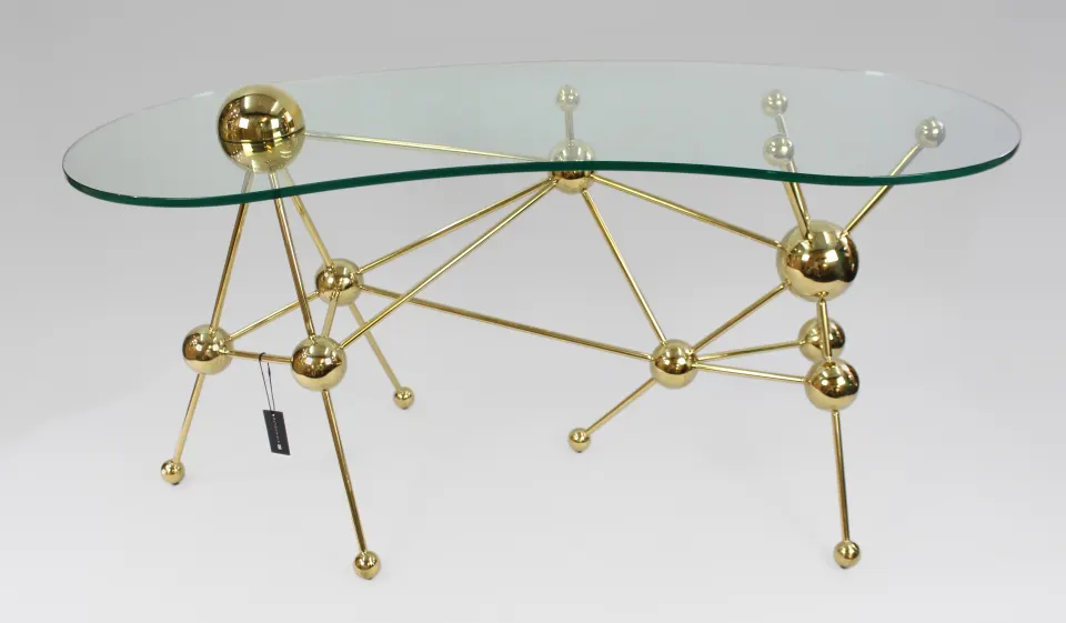 Eichholtz Kidney Shaped Glass Topped Atomic Design Table