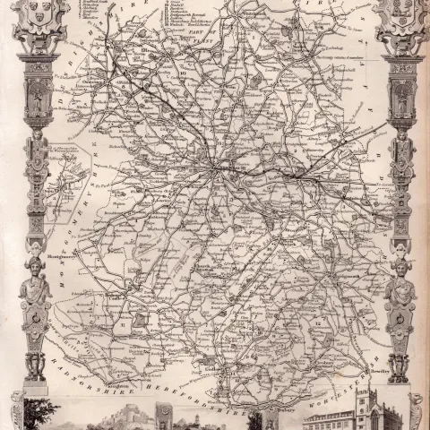 Shropshire Steel Engraved Victorian Antique Thomas Moule Map.