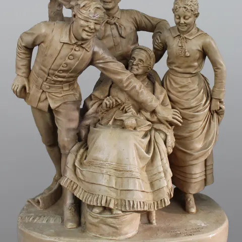 Large Painted Plaster Figural Sculpture by John Rogers