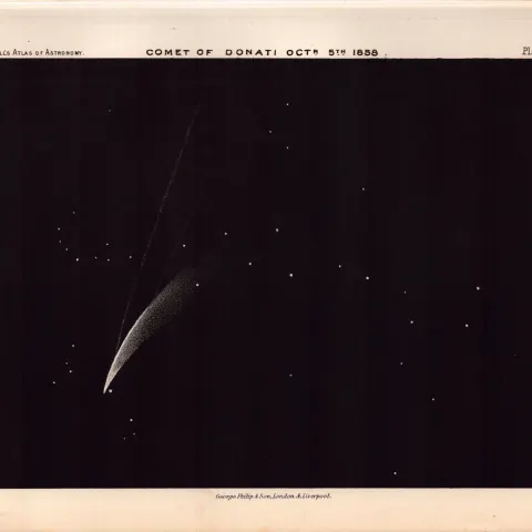Comet of Donati  Victorian Antique  1892 Atlas of Astronomy 15.