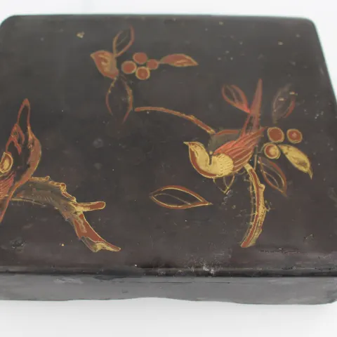 Antique Papier-Mâché Box with Chinoiserie Decoration