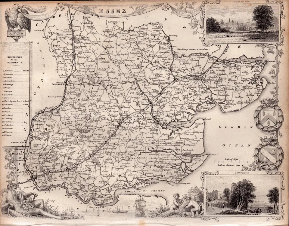 Essex Steel Engraved Victorian Antique Thomas Moule Map.