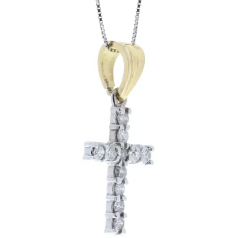 18ct White Gold Diamond Cross Pendant 0.50 Carats