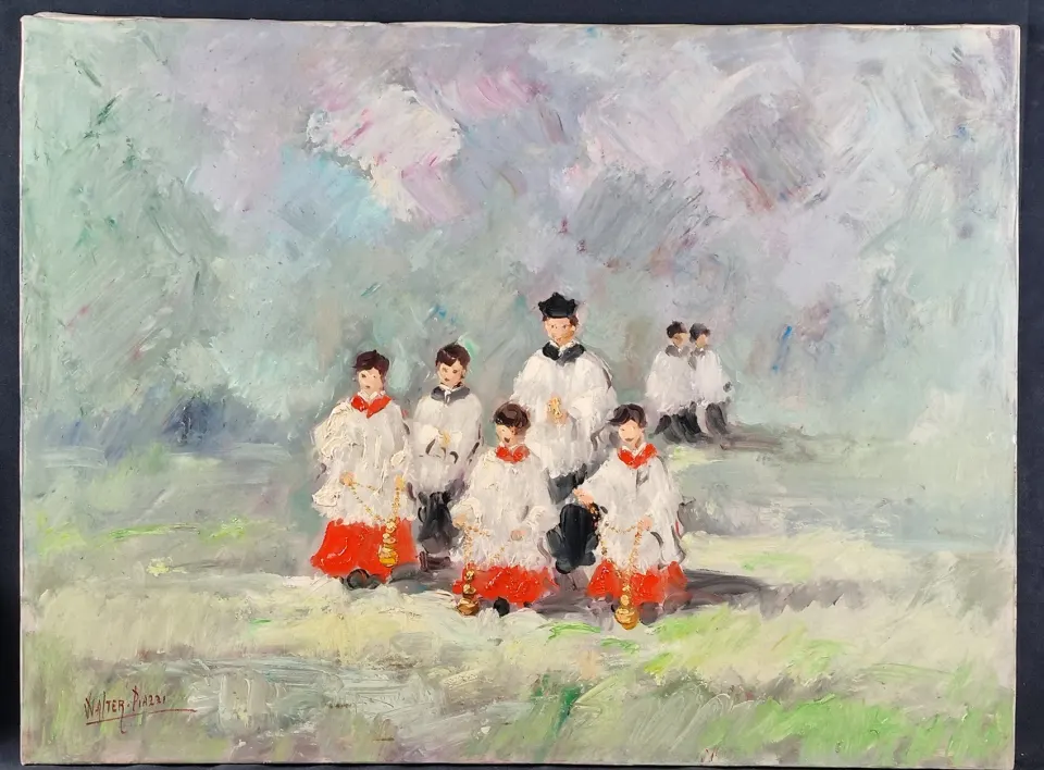Original Oil On Canvas By Artist Walter Piazzi